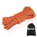 NewDoar Statisches Kletterseil 18KN 10mm(3/8in) Doppelgeflecht-Zubehörseilseil für Prusik, Überleben im Freien,Wandern,Bergsteigen,Hauling Dragginge(Orange 10mm,98ft)