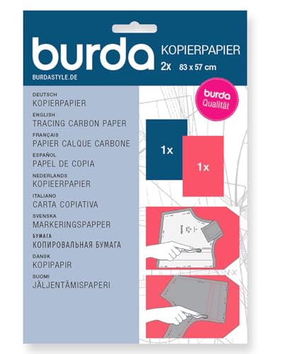 Burda Style Kopierpapier | Schnittmusterpapier | Kopierfolie | 2 Blätter 83 x 57 cm - Blau/Rot, Einheitsgröße