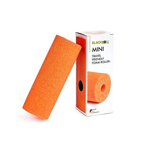 BLACKROLL® MINI Faszienrolle (15 x 5 cm), kleine Fitness-Rolle für die Selbstmassage, handliche Massagerolle für unterwegs, im Büro oder Fitnessstudio, mittlere Härte, Made in Germany, Orange