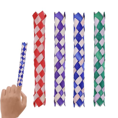 4 Stück Bambusfasern,Fingerfalle,Kunststoffproduktion,Chinesische Fingerfalle,Finger Trap,Fingerfallen für Kinde,Lustiges Fingerklemmspielzeug für Kinder,Perfekt für Geburtstagsfeiern