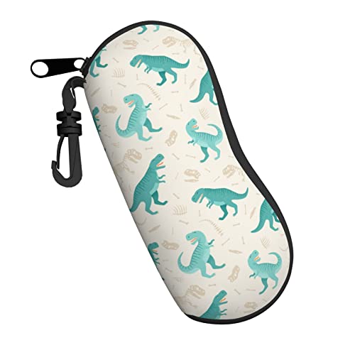 dkFPWJE Dino t-rex süße Dinosaurier-Sonnenbrille, weiches Etui, tragbar, Reise-Reißverschluss, Brillenetui mit Gürtelclip, 5, One size