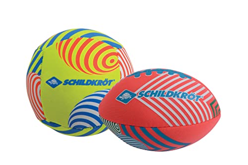 Schildkröt® Mini-Ball-Duo Pack, Set bestehend aus 1 Volley und 1 American Football, Ø 9 cm, griffig und salzwasserfest, ideal für Strand und Wasser, 970347