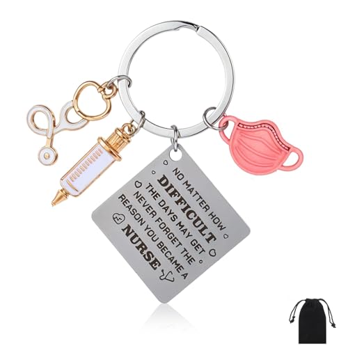 Ouligay Krankenschwester Schlüsselanhänger Geschenke für Krankenschwestern Pflege mit Stethoskop Pflegekraft Arzt Nurse Keychain Medizinstudent Geschenk für Altenpflege Pflegekraft Medizinstudenten