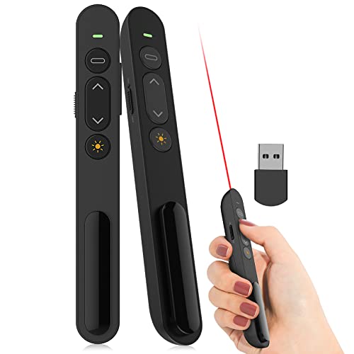 Presentation Clicker, 2,4 GHz Wireless Presenter-Präsentationsfernbedienung für Lehrer, Büro, Besprechungen, Berichte - Unterstützung Hyperlink und Lautstärkeregelung (black)