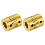 QUARKZMAN 2 Stück 8mm bis 10mm Aluminiumlegierung Wellenkupplung L25xD20 Flexibler Kupplung für Encoder und Motoren, Golden