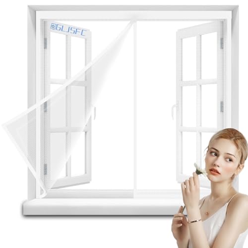 Pollenschutzgitter für Fenster, 110x130cm wiederverwendbares Insektenschutzgitter für Allergiker mit Seitlichen Aufbewahrungsstreifen für Küche Wohnzimmer Weiß