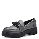 MARCO TOZZI Damen Loafer ohne Absatz Vegan mit Plateau, Silber (Pewter), 40 EU