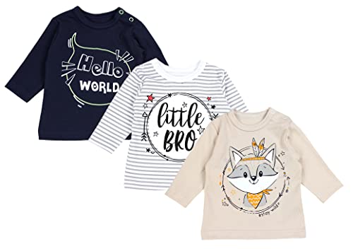 TupTam Unisex Baby Langarmshirt mit Spruch Aufdruck 3er Set, Farbe: Junge 2, Größe: 86