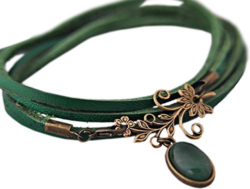 Leder Choker Frühlingstraum Edelstein Grün Jade - Feminin - Geschenk für Sie - Schmuck Geschenk - Handmade Geschenk