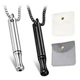 2 Pcs Atemkette Rauchentwöhnung,Rauchentwöhnung Kette,Rauchentwöhnung Atmungskette,Rauchfrei Hilfsmittel,für Angst, Stress,Panikattacke Relief Meditation(Silber+Schwarz)Mit 2 Aufbewahrungstasche