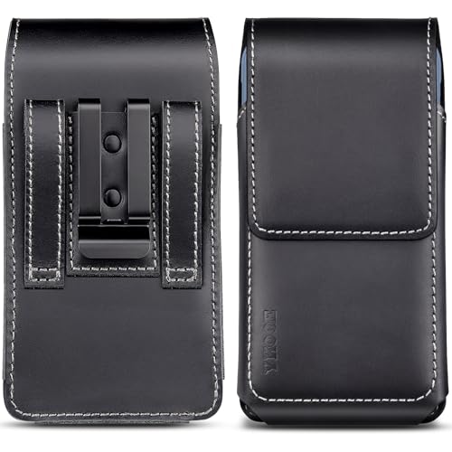 ykooe Leder Handy Gürteltasche, (Echtem Serie) Herren Gürteltasche für iPhone 15 14 13 12 11 Pro - L/Schwarz, (Nicht für Pro Max)