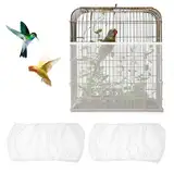 Vogelkäfig Abdeckung, 2 Stück Universal Vogelkäfig Samenfänger, Schutznetz für Vogelkäfig, Einstellbar Papageien Kordelzug Vogelfutter Netz, Papageien Nylon Mesh für Runde Quadratische Käfige