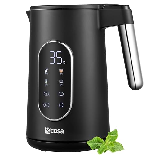 Wasserkocher Edelstahl mit Temperatureinstellung (40°C-100°C) 1,7 Liter Teekocher Warmhaltefunktion LED Display mit Temperaturwahl 2200 Watt 100% BPA FREI Wasser Kocher Water Kettle