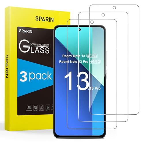 SPARIN 3 Stück Panzer Schutz Glas für Xiaomi Redmi Note 13 und Note 13 Pro 4G/5G(nicht Pro+) 6,67 Zoll, 9H Härte Schutzfolie für Redmi Note 13/13 Pro, HD Displayschutzfolie,Anti-Kratzen