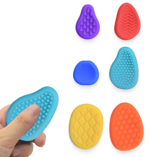 NJCXOLA 6 Stück Silikon Sensorikstein, Fidget Toy, Autismus Spielzeug, Stim Toys Zur Stressabbau, Hilfsmittel Hand-Augen-Koordination Und Autismus, Für Kinder/Erwachsene Autismus Sensory Stimming