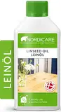 Nordicare Leinöl [500ml] für Holz zum Holzschutz I Leinöl Firnis Holzöl für Innen I Gekochtes Leinöl für Möbel Holz Öl, Leinenöl Holz