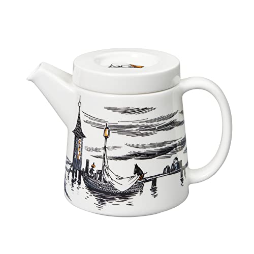 Arabia Teekanne aus der True To its Origins Kollektion, mit Muminmotiven, Material: Keramik, Farbe: schwarz/weiß, Fassungsvermögen: 700ml, 1059571
