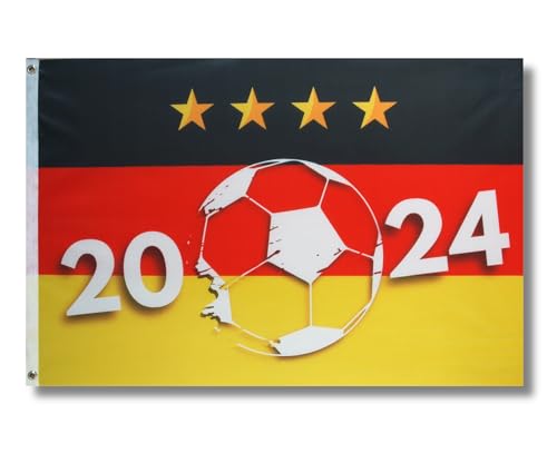 Deutschland Flagge, Premium Fahne 60x90 cm, EM 2024, Unser Heimspiel, Ball-2024, Hochwertige Qualität, UV-beständig & Wetterfest