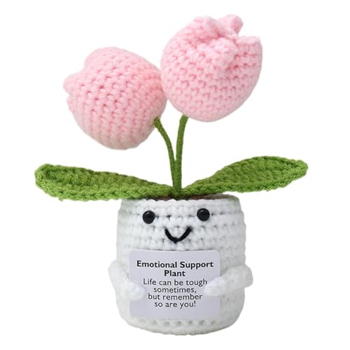 Häkelblüten - Stricke Emotionale Stützpflanze | Leichte Emotionale Unterstützung Häkelpuppe | Emotionale Unterstützung Handgefertigter Häkelblume, Geeignet Für Zuhause, Schreibtisch, Auto