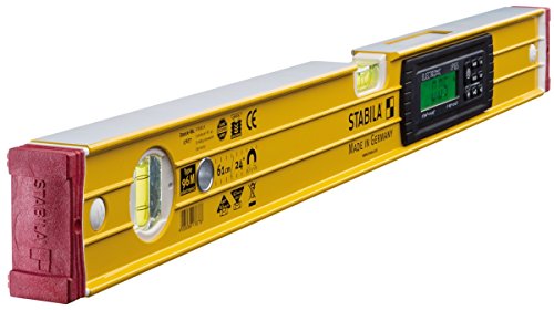 STABILA Elektronische Magnet-Wasserwaage TECH 196 M, 61 cm, 2 Digital-Displays, Messbereich: 0° – 360° (4 x 90°), Anzeige-Modi: °,%, mm/m, in/ft, Schutzklasse IP 65, Seltenerd-Magnetsystem, Tasche