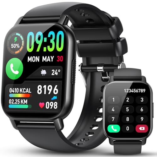 Smartwatch Damen Herren, 1.85'' Zoll HD Smart Watch mit Telefonfunktion, 112+ Sportmodi Sportuhr mit Pulsuhr/Schlafmonitor, IP68 Wasserdicht Fitnessuhr mit Information Erinnerung für iOS Android