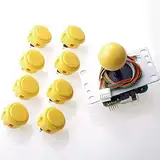 Reyann Sanwa JLF-TP-8YT Joystick + 8 Stück Sanwa OBSF-30 Drucktasten Bundle Kit Farbe: Gelb
