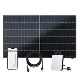 flex-energie Balkonkraftwerk Komplettset I 450Wp Solarmodul, Hoymiles HMS-400W-1T Wechselrichter & 5m Kabel I Bifaziale Solaranlage zur Energiegewinnung I Leistung drosselbar