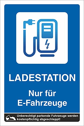 WERBEPUNKT. Schild Ladestation Elektrotankstelle E-Auto Elektroauto 3 mm Alu-Verbund - 450 x 300 mm