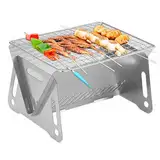 Grill Klappgrill Campinggrill, Barbecue Tragbarer BBQ Kohle Smoker Grill für Kochen Camping Wandern Picknick, Picknickgrill Holzkohlegrill