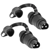 AGRISHOP 2Stück Anhänger Stecker 3polig 12v,3Poliger Stecker Traktor 12v mit Flachsteckanschluss, Wasserfester Stecker 3 polig für LKW RV PKW KFZ,Stecker 3 polig flach,Landmaschinen Stecker 3 pol