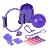 Generisch Pilates Set Für Zuhause | Pilates Kit Für Frauen | Tragbar Gymnastik Equipment Für Zuhause Und Fitnessstudio | Sportzubehör Mit Pilate Ball, Pilate Ring, Yogagurt | Körperstraffung