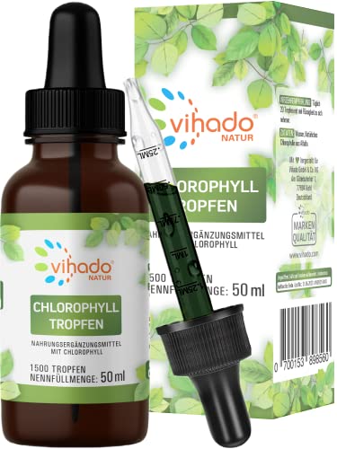 Vihado flüssige Chlorophyll Tropfen aus reinem Alfalfa - mit Quellwasser ohne Zusatzstoffe, 50 ml (1.500 Tropfen)