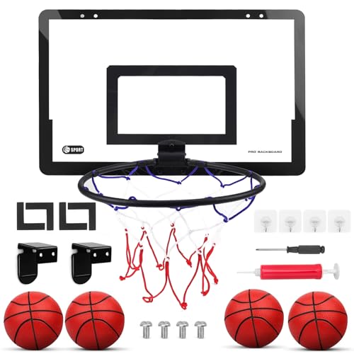 TUZHE Mini Basketballkorb Indoor Basketball Reifen für Kinder mit Ball Basketball Korb Set für Zimmer Büro Schlafzimmer, Tür Basketballkorb Geschenk für Jungen Mädchen