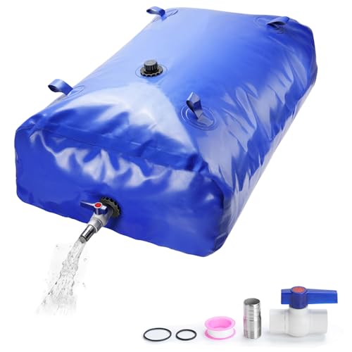 drado Wasserbehälter Tragbar 350L Wassersack/Wasserspeicher Mit PVC Kugelhahn, Verdickt Faltbar, Anwendbar auf Flüssige Lagerung und Transport Garte