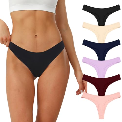 Lakpoau String Tanga Damen Baumwolle String Damen Tangas Unterwäsche Frauen Strings Set Unterhosen Sexy Slips Panty Thong Underwear Women Panties 6er-Pack UN9-M-6