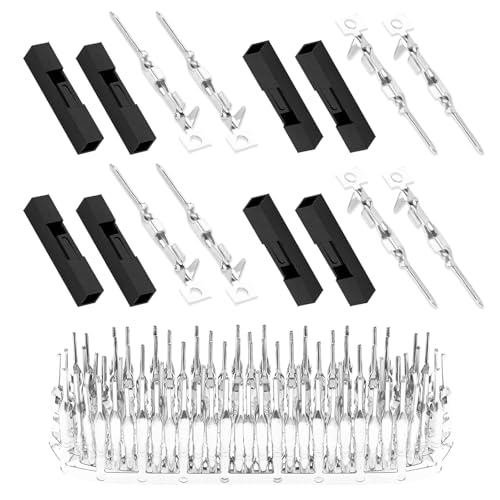 pzsmocn 100 Sets/200 Stück für Dupont 2,54 mm Pitch 1 Pin Adapterstecker Männliches Gehäuse Schwarze Steckdose Klemmen Kompatibles Kabel 30–26 AWG Zubehör, Header-Crimp-Pin-Kit
