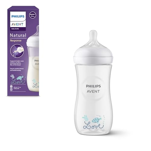 Philips Avent, Natural Response Babyfläschchen 330 ml mit Durchflussrate 4, Sauger ab 3 Monaten (SCY906/11)