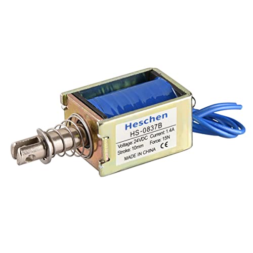 Hechen Solenoid Electromagnet, HS-0837B, DC24V 1,4A 15N, 10mm Hub, Push-Pull-Türschloss mit offenem Rahmen