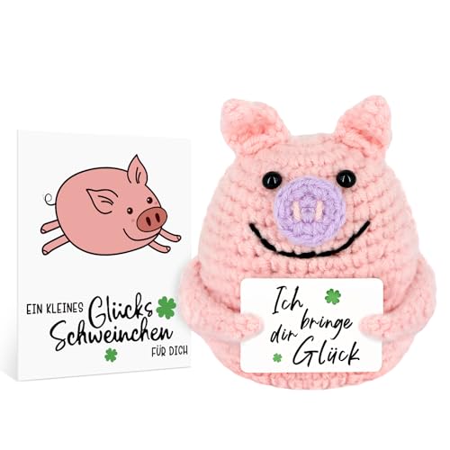 WenmthG Positive Geschenke Glücksschweinchen, Positive Kartoffel - Ersatz, Positive Glücksschwein, Gestrickte Tiny Schwein Puppe 1 St