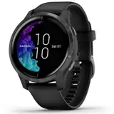 Garmin venu – wasserdichte GPS-Fitness-Smartwatch mit AMOLED Display, Trainingsplänen und animierten Übungen. 20 Sport-Apps, Herzfrequenzmessung, 5 Tage Akkulaufzeit, Schiefer/Schwarz