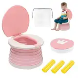 Bolale Reise Töpfchen für Kinder,Mobile Toilette Kinder,Faltbares Töpfchen-für-Unterwegs,Mit 45 Reinigungssäcken,Geeignet für Innen- und Außen-, Reisen, Ausflug und andere Anlässe