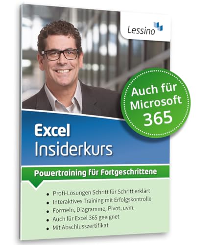 Excel Insiderkurs - Powertraining für Fortgeschrittene | Lernen Sie Schritt für Schritt Diagramme, Pivot, Formeln und Funktionen zu nutzen [1 Nutzer-Lizenz]