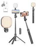 Gahenwo Selfie-Licht & 173cm Selfie-Stick Stativ Vlogging-Kit, Handy Stativ für Smartphone Mit 2000mAh Licht & Fernbedienung,Ringlicht mit Stativ-Ständer kompatibel mit iPhone/Android