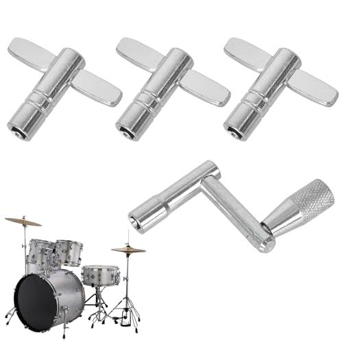 4 Stück Schlagzeugschlüssel Schlagzeug Tuning Key Schlagzeug Stimmschlüssel, 1 Z und 3 T-schlagzeugschlüssel, Metall Drum Tuning Key für Schlagzeuger Schlagzeug Trommel Schlaginstrumente, Silber