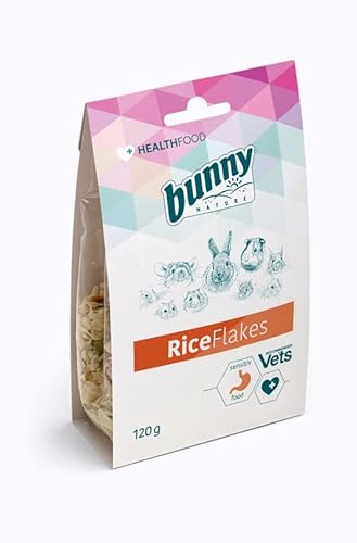 Bunny Riceflakes | 120g | Ergänzungsfuttermittel für Zwergkaninchen & Nagetiere | Kann unterstützend wirken als Schonkost bei Verdauungsproplemen | Bei Magen-Darm-Problemen