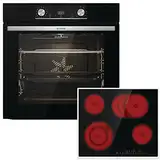 Gorenje 738885 Einbaubackofen-Set OptiBake Black Steam Set / 77L / Heißluft/AquaClean/GentleClose & Open/AirFry/Pizzamode 300°C/PerfectGrill/Glaskeramik-Kochfeld/schwarz