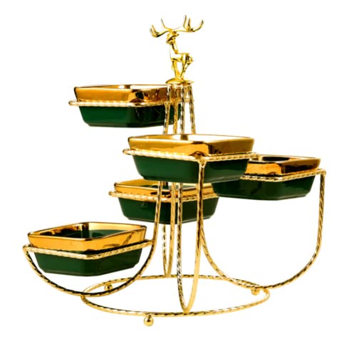 Obstschalen-Regale, Obstschale, 5 Keramik-Regale, mit Metallhalterung, Wohnzimmer und Restaurant, grün