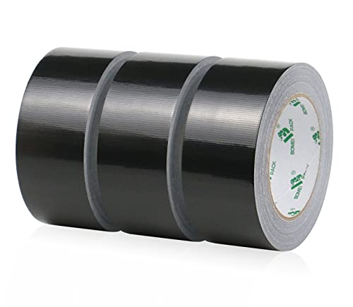 BOMEI PACK Panzertape extra stark, 32 m x 48 mm – Wasserdichtes Reparaturband für innen & außen gewebeverstärktes Reparaturband, 3 Rollen (schwarz)