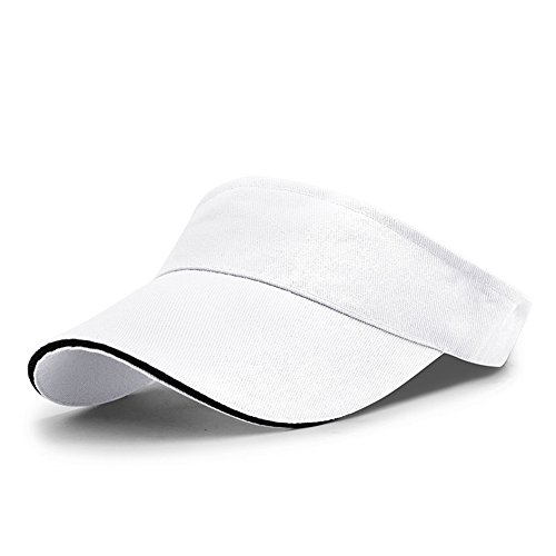 VSUSN Unisex Visor Cap Sonnenhut Einstellbar Sommerhut mit Klettverschluss für Damen und Herren,Weiß