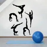 SHELOG Gymnastik Silhouette Wandtattoo Turnerin Mädchen Schlafzimmer Gym Tanzstudio Inneneinrichtung Vinyl Aufkleber Wandbild